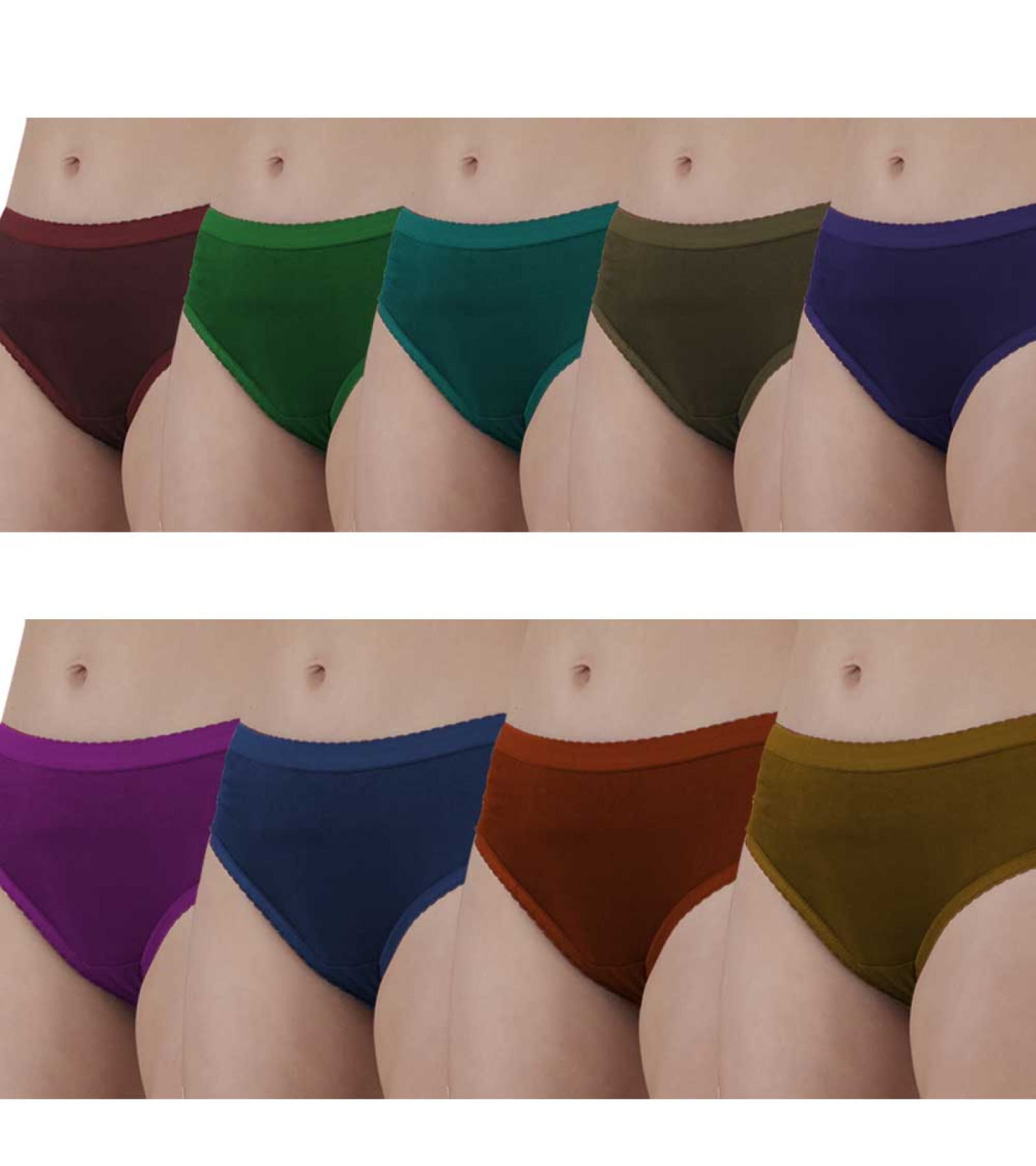 Vink Multicolor Womens Plain Panties 9 Pack Combo | Multicolor Outer Elastic